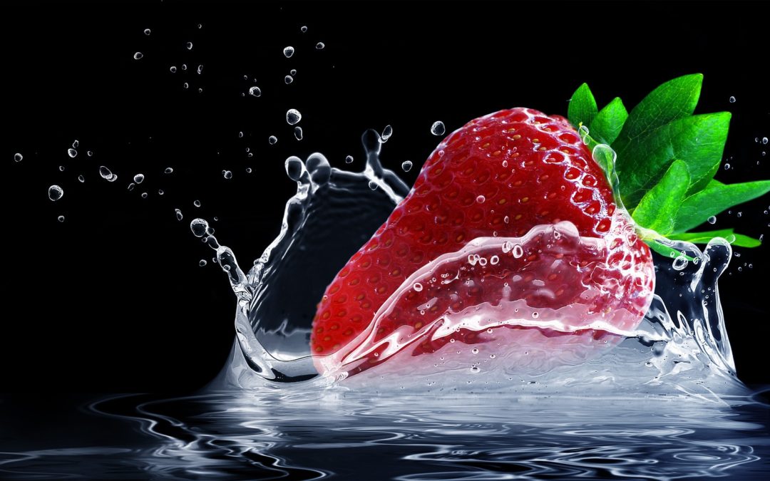 strawberry-splashing-water