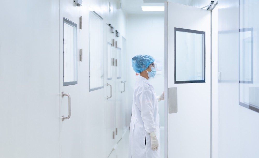 woman entering cleanroom